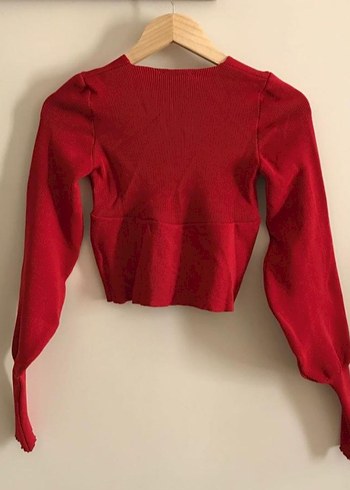 Kırmızı Triko V Yaka Kazak - Görsel 4