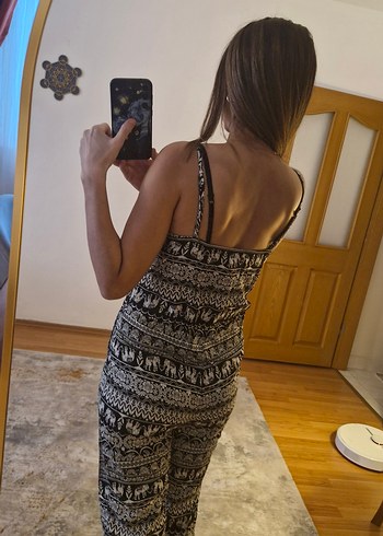 İp askılı kumaş tulum - Görsel 4