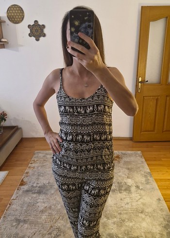 İp askılı kumaş tulum - Görsel 2