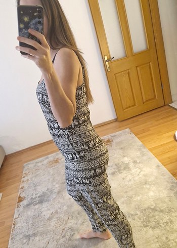 İp askılı kumaş tulum - Görsel 6