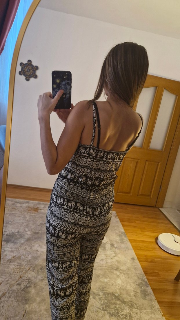 İp askılı kumaş tulum - Görsel 4