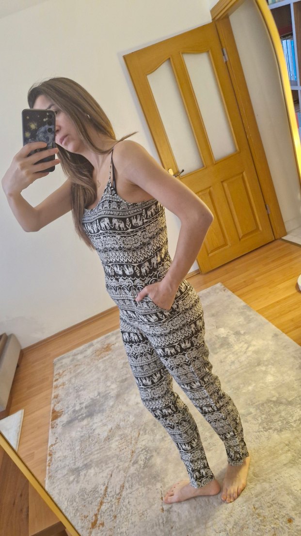 İp askılı kumaş tulum - Görsel 3