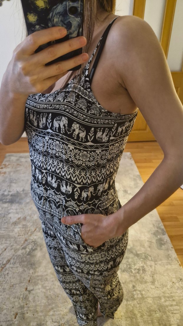 İp askılı kumaş tulum - Görsel 5