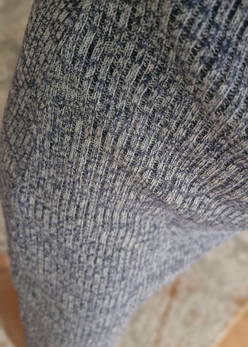 Gri-Mavi Boğazlı Kadın Triko Elbise - Görsel 7