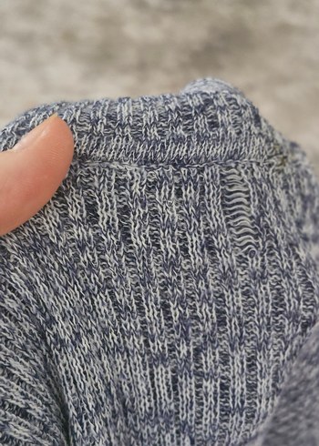 Gri-Mavi Boğazlı Kadın Triko Elbise - Görsel 8