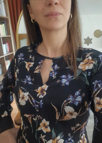 ADİL IŞIK Uzun Siyah Çiçekli Elbise - Görsel 5