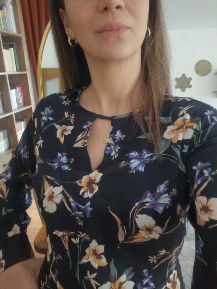 ADİL IŞIK Uzun Siyah Çiçekli Elbise - Görsel 5