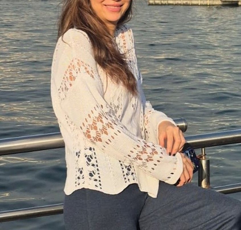 Dantel Detaylı Bohem Beyaz Kadın Kazak - Görsel 5