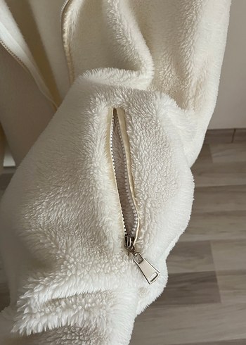 Beyaz Peluş Midi Kadın Ceket - Görsel 4