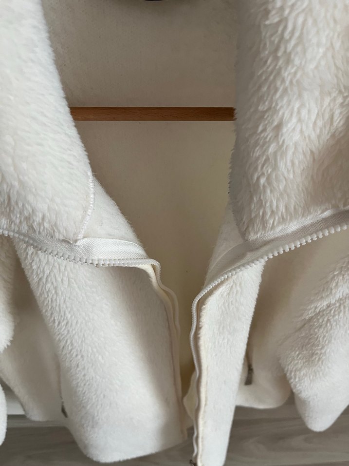 Beyaz Peluş Midi Kadın Ceket - Görsel 2