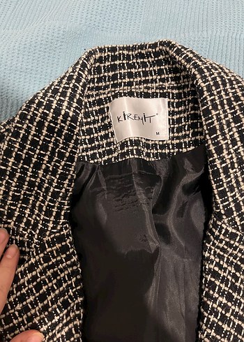 Düğmeli Ekose Desenli Kadın Blazer Ceket - Görsel 2