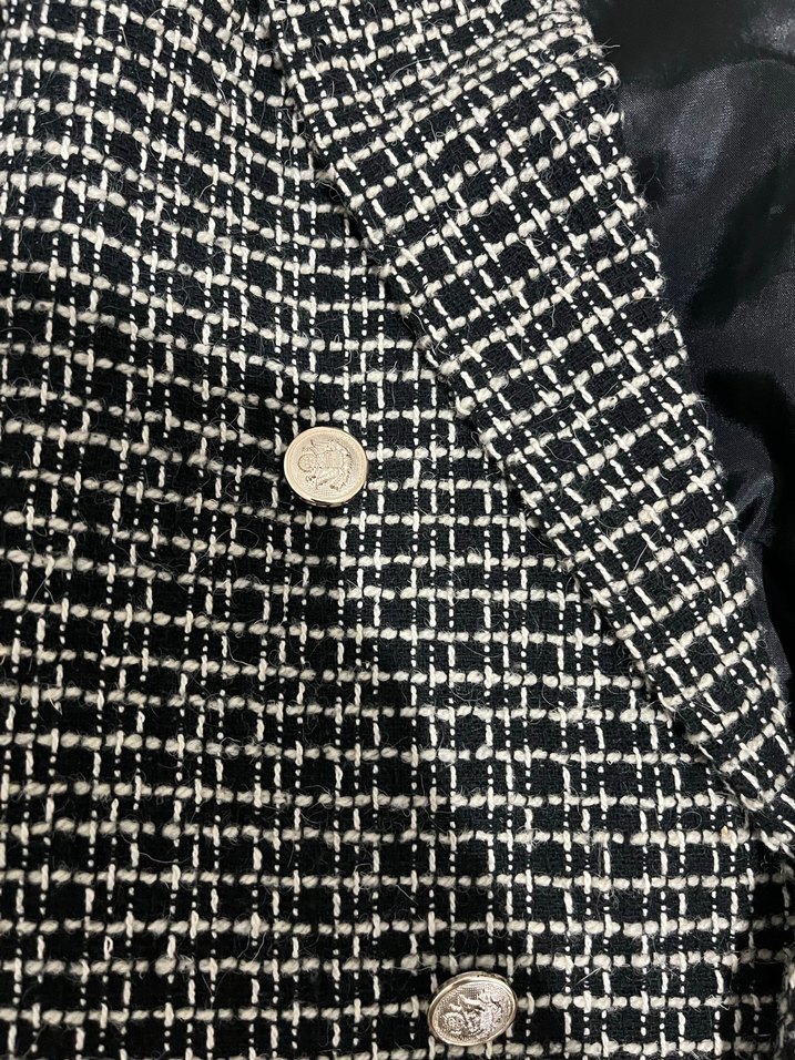 Düğmeli Ekose Desenli Kadın Blazer Ceket - Görsel 3