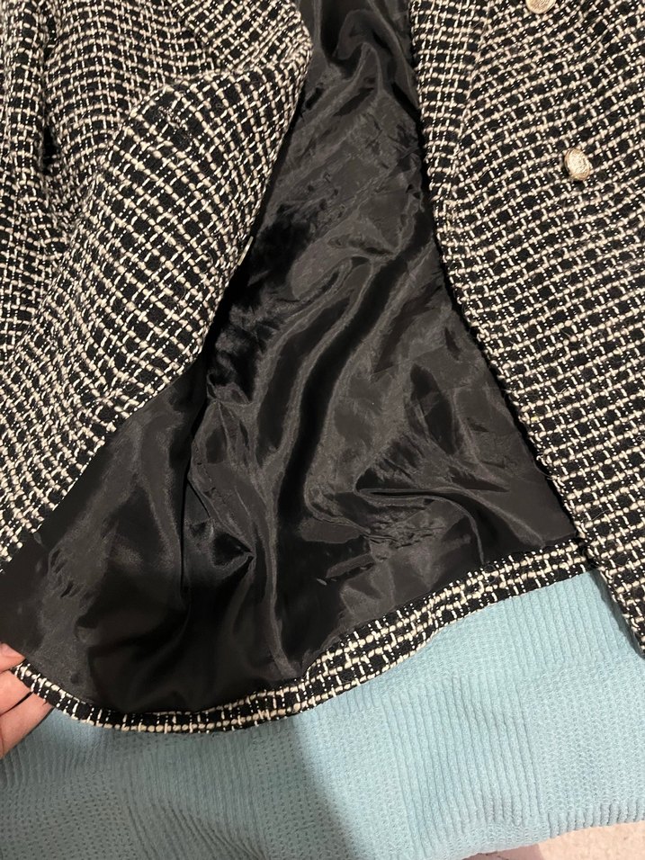 Düğmeli Ekose Desenli Kadın Blazer Ceket - Görsel 4