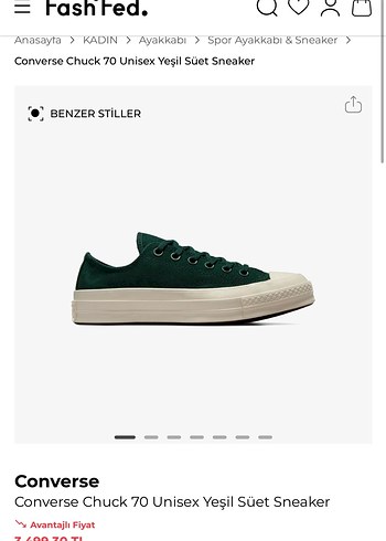 Converse Koyu Yesil Suet Sneaker