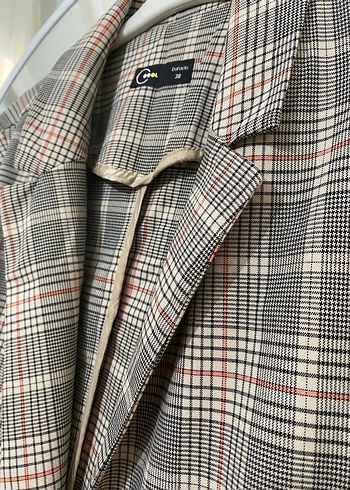 Defacto Düğmeli Ekose Desenli Kadın Blazer