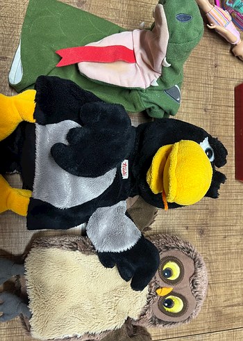 Peluş Oyuncak Seti: Baykuş, Karga ve Timsah