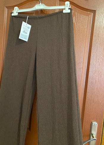 Pull and Bear Kahverengi Keten Midi Pantolon