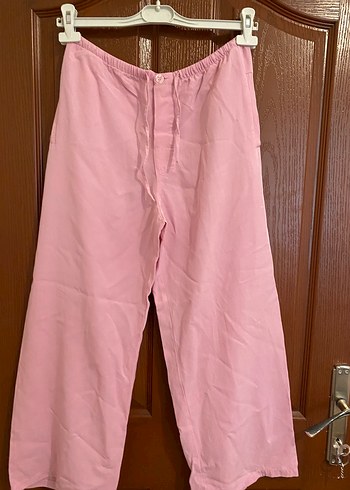 Pembe Midi Kadın Rahat Kesim Pantolon