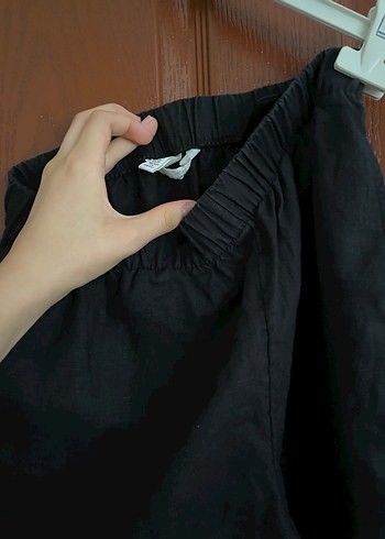 H&M Siyah Kadın Keten Bol Kesim Pantolon