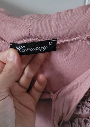 m Beden pembe Renk Pembe Dantel Detaylı Uzun Kollu Bluz