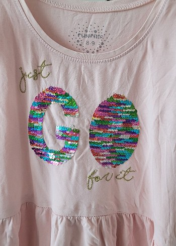 Pul payet işlemeli Pembe Kolsuz Kız Elbise - Görsel 2