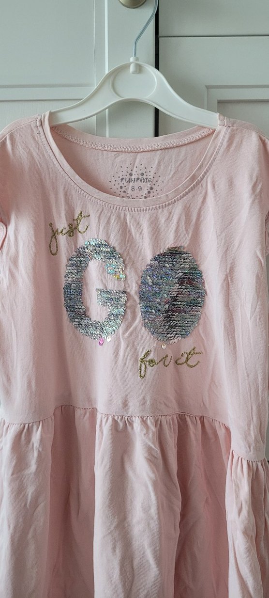 Pul payet işlemeli Pembe Kolsuz Kız Elbise - Görsel 3