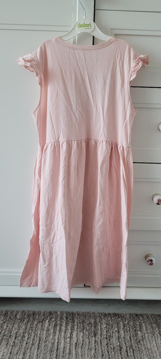 Pul payet işlemeli Pembe Kolsuz Kız Elbise - Görsel 4