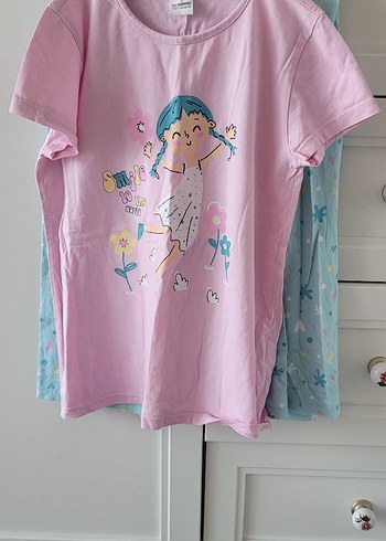 Rahat Kesim Pembe Baskılı Kısa Kollu Pijama Takımı - Görsel 2