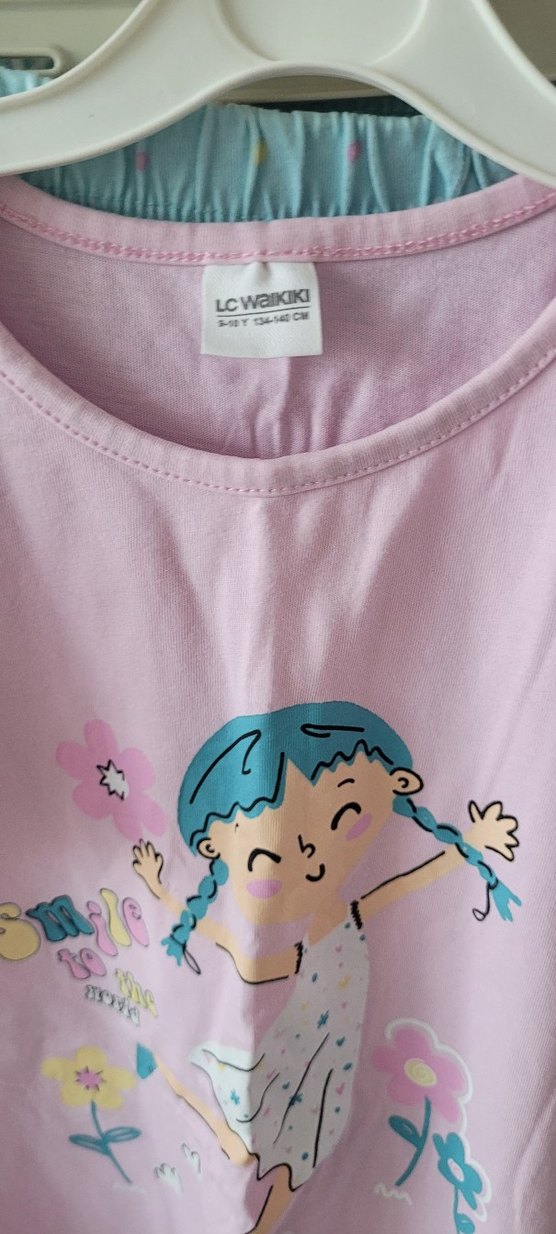 Rahat Kesim Pembe Baskılı Kısa Kollu Pijama Takımı - Görsel 3