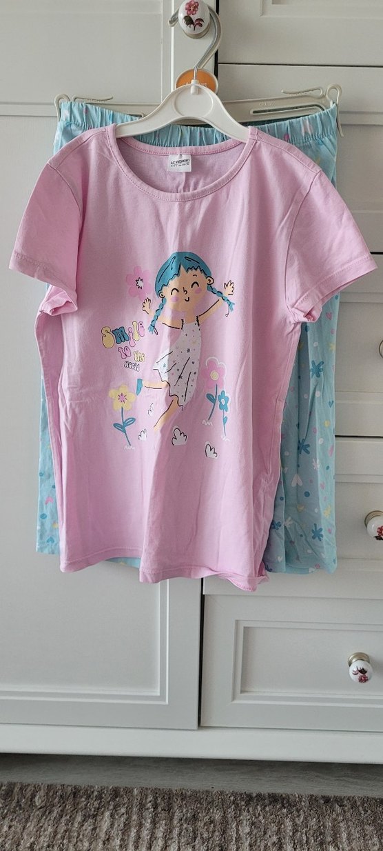 Rahat Kesim Pembe Baskılı Kısa Kollu Pijama Takımı - Görsel 2