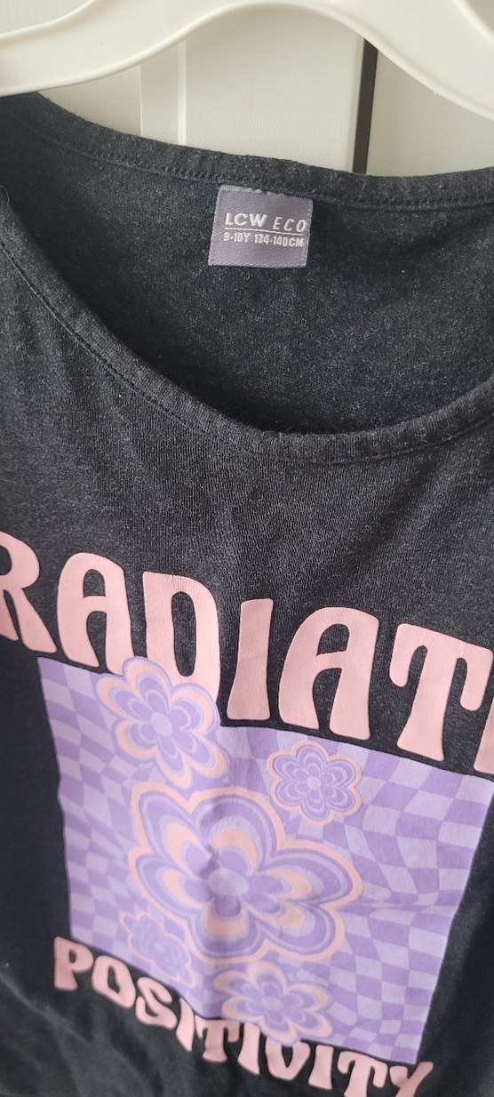 Mor Baskılı Kız Tişörtü, Kısa Kollu - Görsel 2