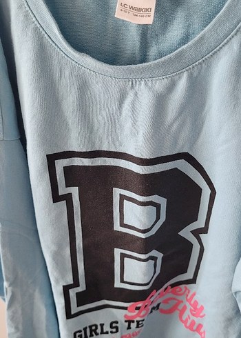 Kızlar için Mavi Baskılı Bol Kesim Sweatshirt ve Eşofman Altı - Görsel 2