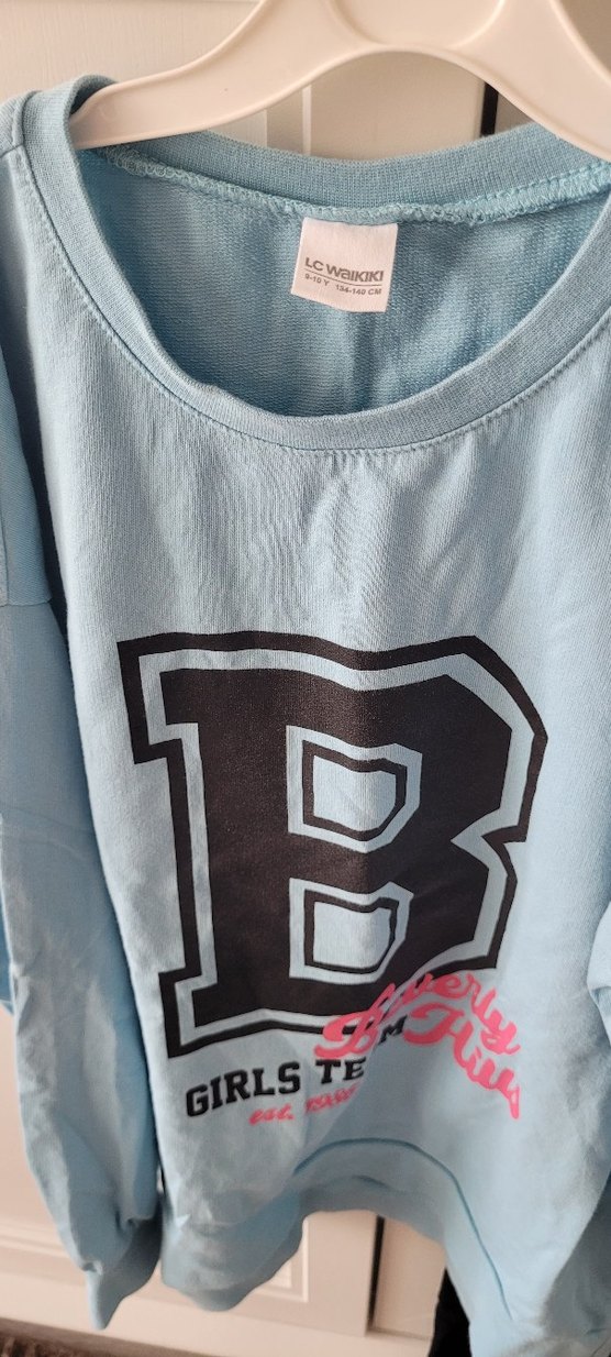 Kızlar için Mavi Baskılı Bol Kesim Sweatshirt ve Eşofman Altı - Görsel 2