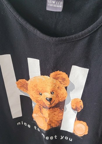 Pamuklu Kısa Kollu Tişört Ayıcık Baskılı - Görsel 2