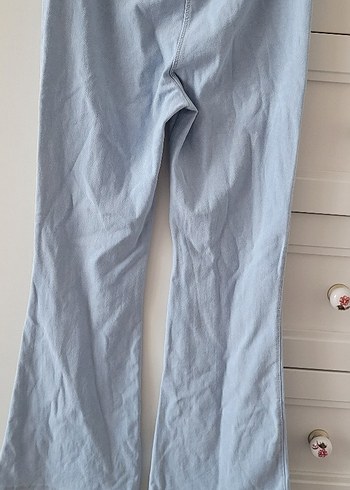 Mavi İspanyol paça Kot Pantolon Tayt - Görsel 2