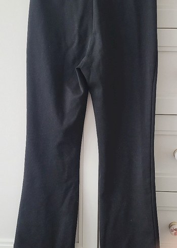 Siyah Pilili İspanyol Paça Tayt Pantolon - Görsel 2