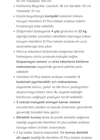 Hamilton s1plus Siyah Bebek Arabası - Görsel 5