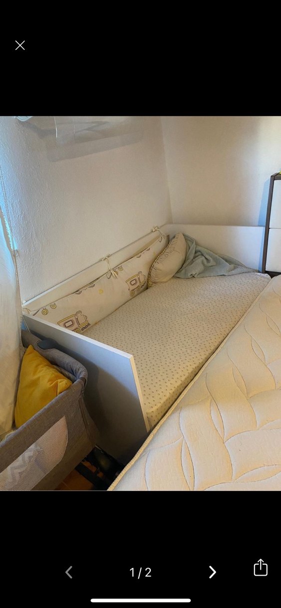 Özel yapım beyaz anne yanı mobilya bebek yatağı - Görsel 2