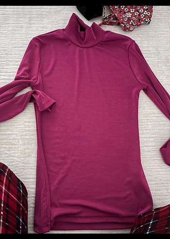 Bordo Yarım Balıkçı Yaka Hamile Tişörtü