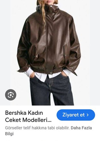 Bershka Kadın Kahverengi Deri Ceket