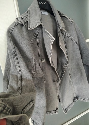 Trendyol & Milla Gri Düğmeli Kadın Denim Ceket