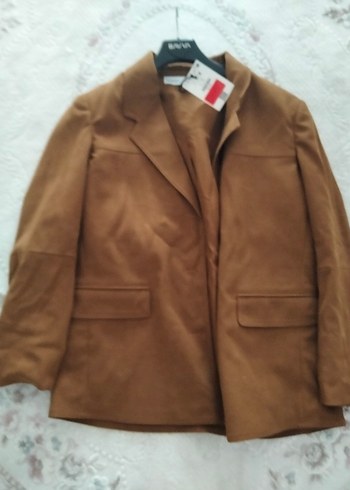 Bershka Düğmeli Kahverengi Süet Kadın Blazer