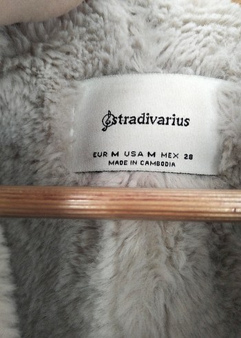 Stradivarius orijinal Kürklü Bej Süet Kadın Ceket
