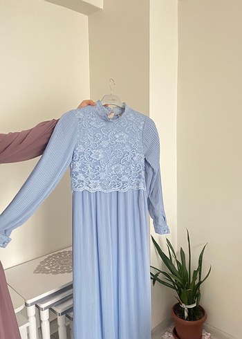 Abiye Mavi Bohem Uzun Piliseli Elbise Beden 38 ama kalıp küçük