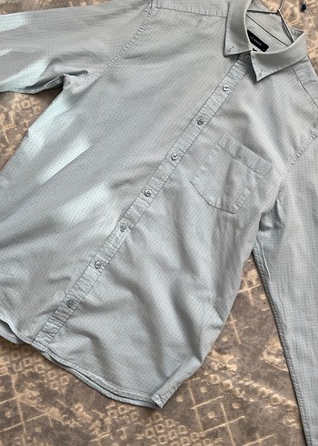 Mavi Düğmeli Uzun Kollu Erkek Gömlek - Görsel 2