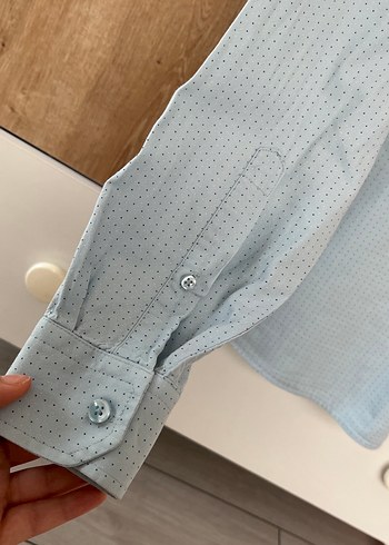 Mavi Düğmeli Uzun Kollu Erkek Gömlek - Görsel 5