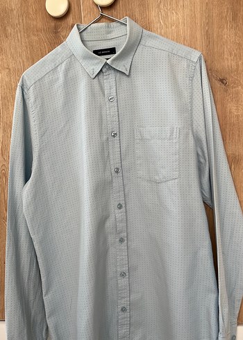 Mavi Düğmeli Uzun Kollu Erkek Gömlek - Görsel 3