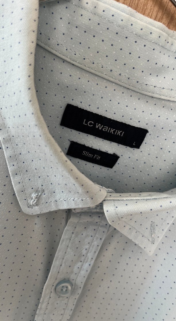 Mavi Düğmeli Uzun Kollu Erkek Gömlek - Görsel 4