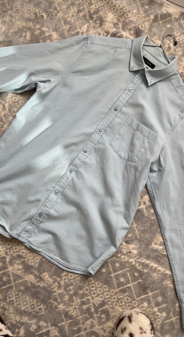 Mavi Düğmeli Uzun Kollu Erkek Gömlek - Görsel 2