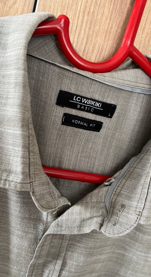 Sage/adaçayı yeşiline kaçan gri Keten Kısa Kollu Erkek Gömlek - Görsel 3